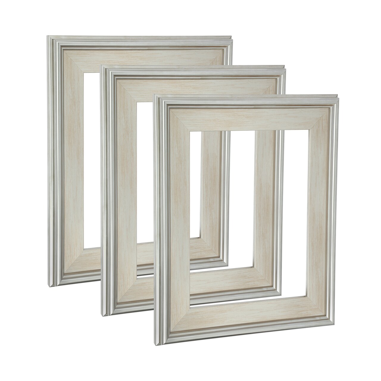 Cardinali Plein Aire Frame, Silver 4x4", 3 Pack - 3" Wide Moulding with Raised Edge -1/2" Rabbet Depth - Timeless Frame for Canvas - Made in USA
